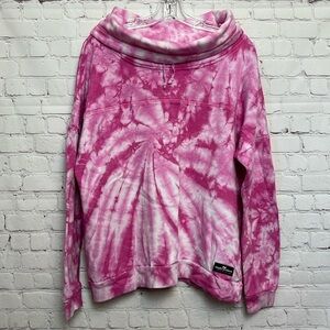 Simply Southern Pink Tie Dye Cowl Neck Sweatshirt
